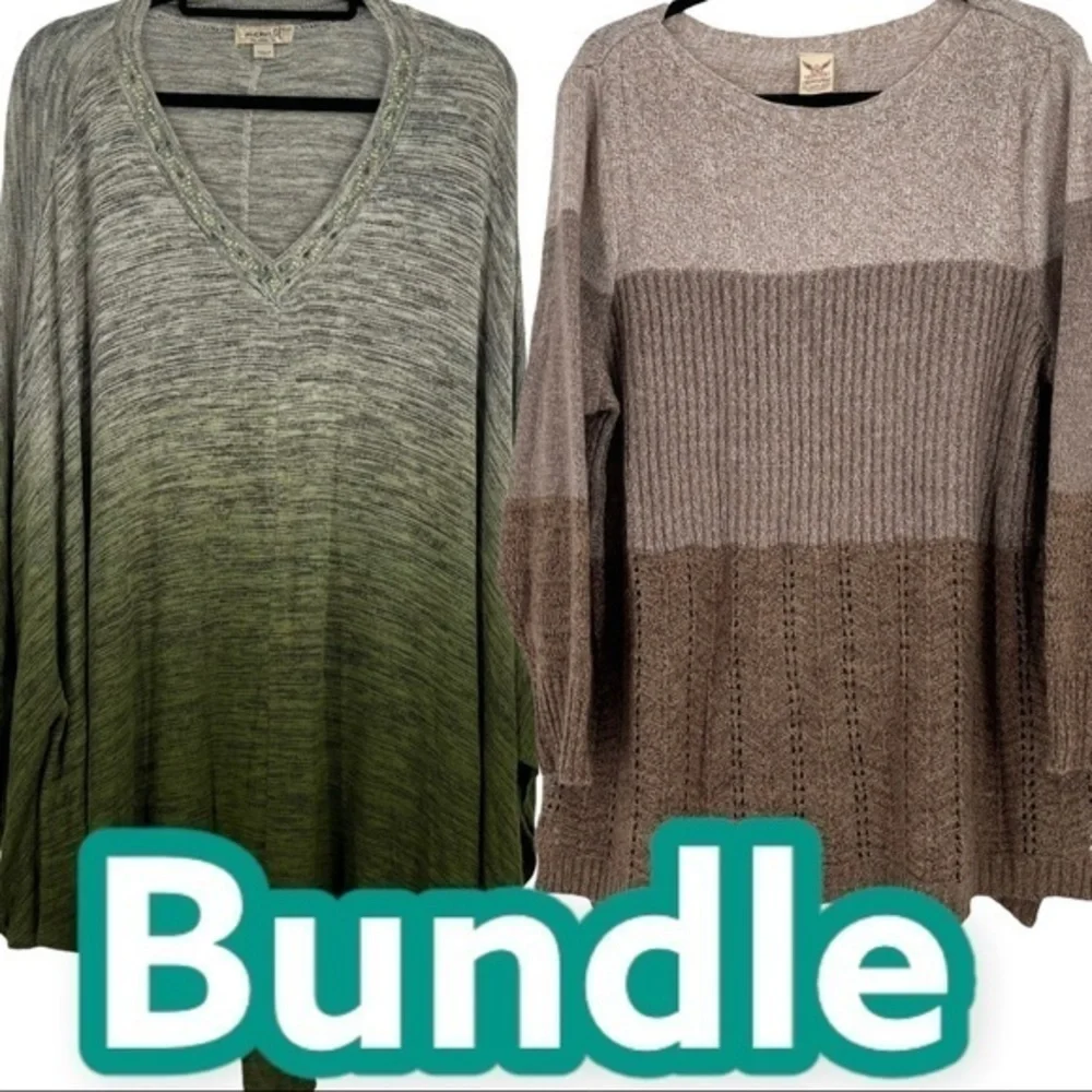 One World Pancho Faded Glory Knit Sweater 2X